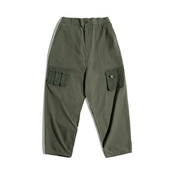 

outdoor pants spring autumn madden work clothes corduroy tooling wide leg small feet loose casual trousers men fashion, Black;green