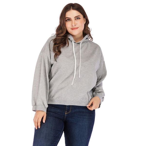 

plus size women solid color round neck long sleeve sweatshirt, Black