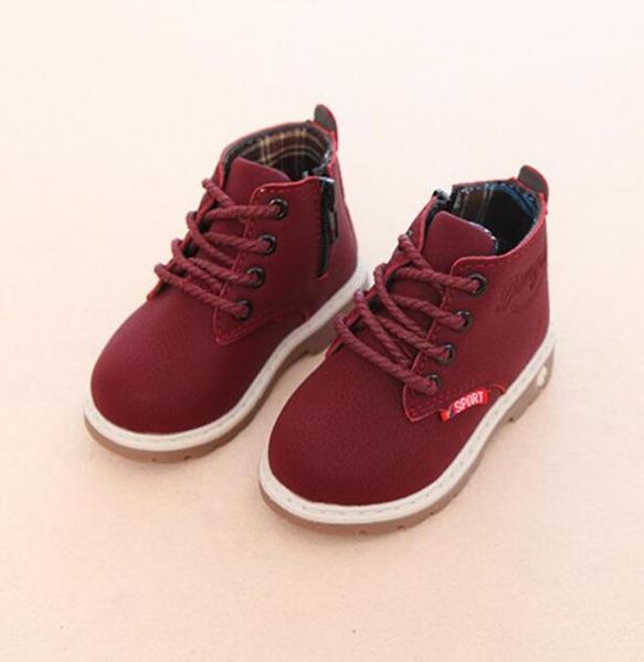 

autumn winter children ankle boots girls martin boots boys plush snow motorcycle boots lace up rome kids sport shoes sqcuug toys2010, Black