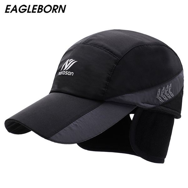 

new baseball cap ear protection hats brand snapbak solid dad hat winter warm for men protect the neck 201023, Blue;gray