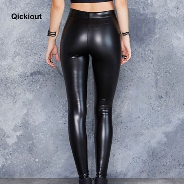 Qickitout Moda Seksi Kadın Tayt Deri Pantolon Toplam Siyah Sıcak Pantolon Seksi Kostümleri Yabancı şeyler giyen sıcak kulübü için 201204