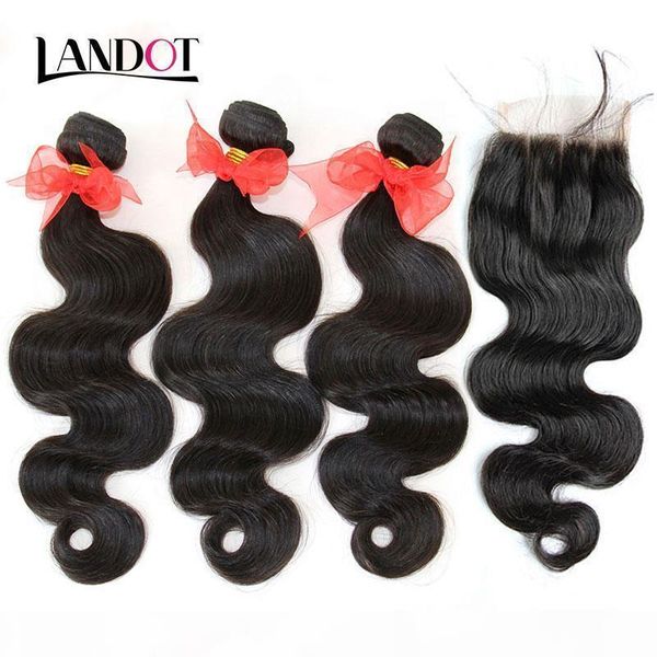 

brazilian body wave virgin hair weave with closure 8a grade 3 bundles unprocessed brazilian human hair weave add lace closures natural color, Black