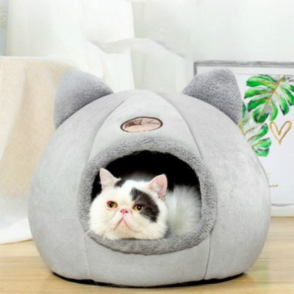 

winter cat's nest semi-enclosed warm kennel plus velvet round pet comfortable cat bed small mat cave for cat household items