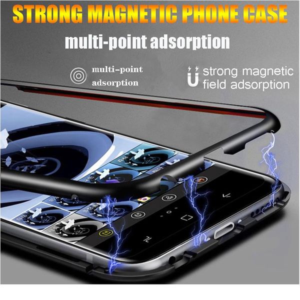 

360 magnetic adsorption metal case for iphone 12 mini 11 pro x xs max xr 8 7 6s plus double-sided gla jlljdw