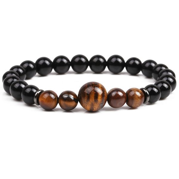 

natural stone beaded strands handmade charm bracelets for men women party club decor yoga jewelry, Black