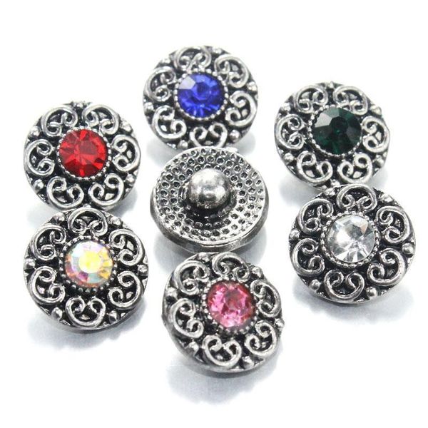 

10pcs lot new 12mm snap jewelry rhinestone random mini metal snap buttons fit 12mm snap bracelet bangle earrings necklaces 6804 h sqclwd