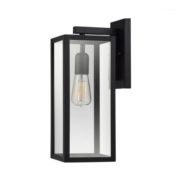 

large size 82cm wall 1-light matte black outdoor indoor wall sconce with clear glass shade1