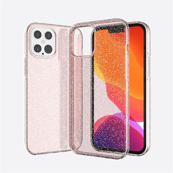 Bling Bling Glitter Cassa del telefono trasparente per iPhone 12 Pro Max Fashion Nuova protezione anti-caduta Cover posteriore per iPhone 11 Xs Max Plus