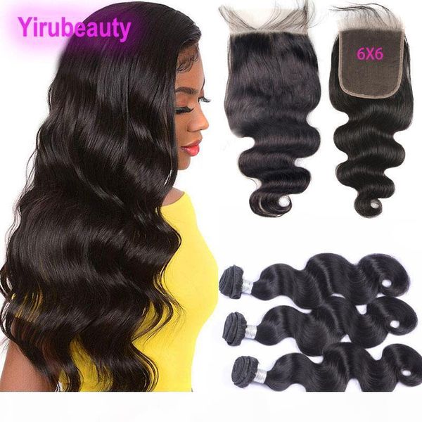 

malaysian virgin hair 3 bundles with 6x6 lace closure body wave human hair wefts with closure middle three part body wave bundles 8-28, Black;brown