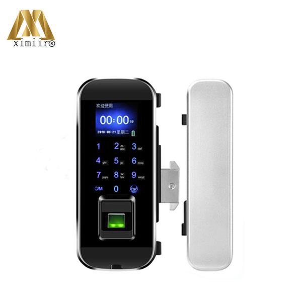 

sliding door fingerprint lock smart door lock xm-100s touch screen doorbell office single double glass door