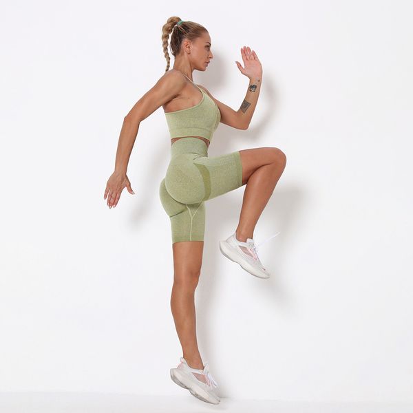 

jellpe 2pcs/set women yoga sets fitness sports suits gym clothes breathable bra running leggings workout set shorts+c0122, Gray