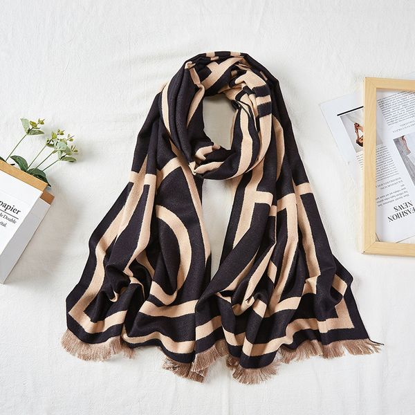 

2021winter scarf ladies cotton warm pashmina raising ladies leopard scarf women muslim turban british print, Blue;gray