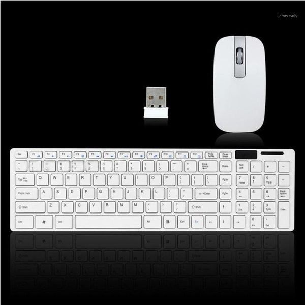 

ultra slim thin design 2.4ghz wireless keyboard with cover with mouse mice kit for desklappc computer keyboard set white1