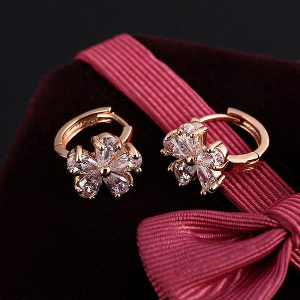 

hoop & huggie zoshi gold earrings for women clear cubic zirconia flower wedding party jewelry fashion, Golden;silver