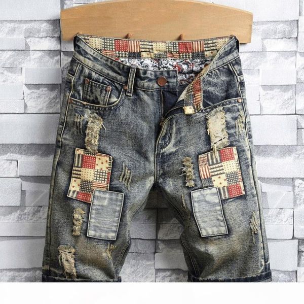

summer new arrival mens ripped short jeans clothing mens shorts breathable denim shorts male, Blue