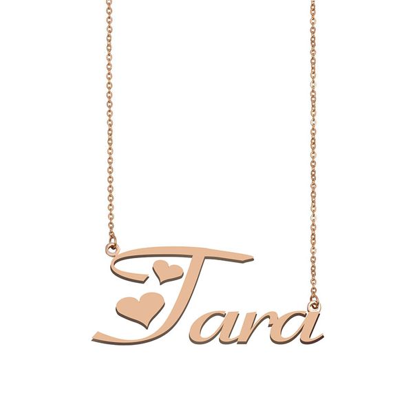

Tara Name Necklace Custom Nameplate Pendant for Women Girls Birthday Gift Kids Best Friends Jewelry 18k Gold Plated Stainless Steel, Silver