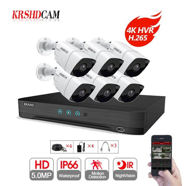 

cctv system 8ch 4k h.265 dvr 6pcs ahd cameras outdoor 5mp ir night vision outdoor security camera surveillance kit