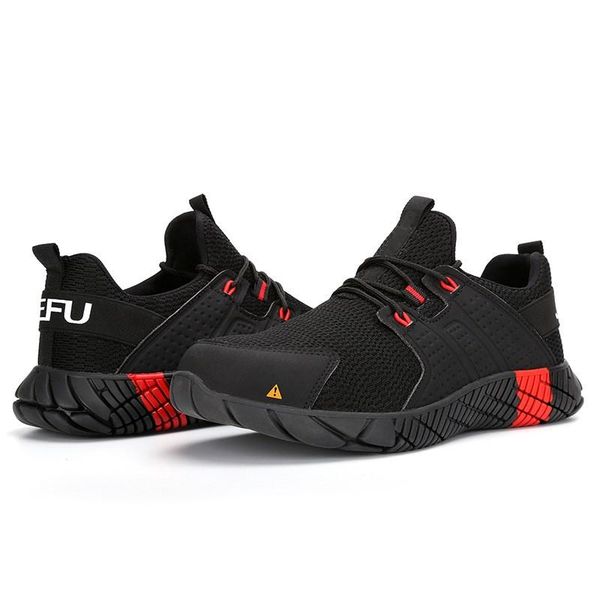 

drop shipping vip men's steel toe protective anti smashing work shoes men puncture proof safety shoes sneakers men, Black