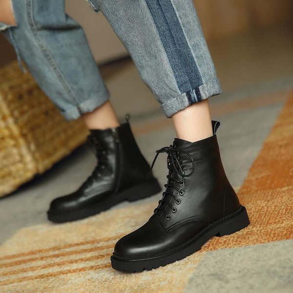 

sklfgxzy черный езда сапоги из натуральной кожи женские сапоги женские осень зима головы слой из воловьей кожи женские ботинки, Black