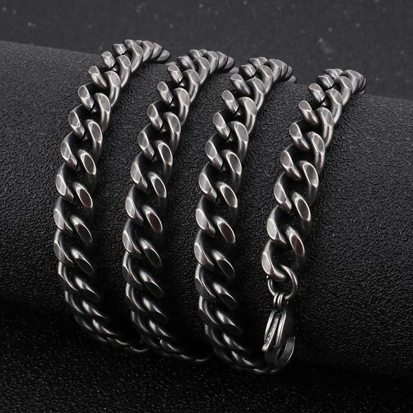 

pendant necklaces 134g heavy huge 10mm 26'' vintage black stainless steel curb link chain necklace for mens gifts jewelry list, Silver