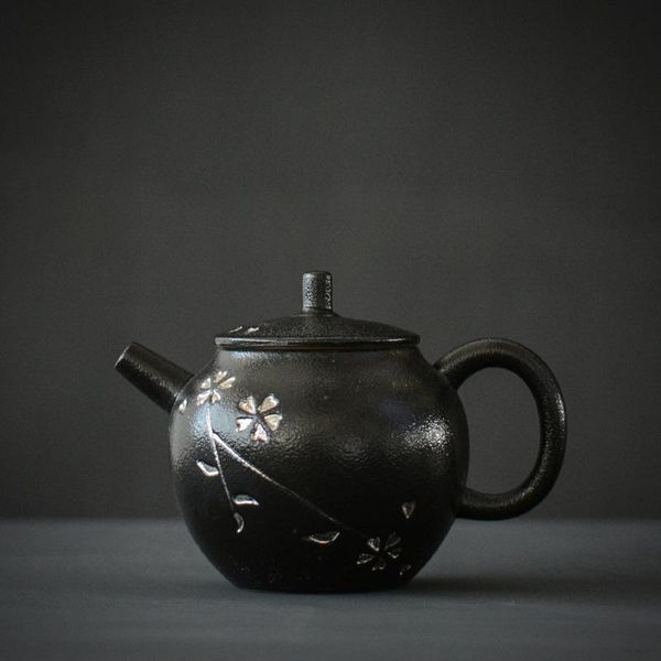 

luwu black ceramic teapots tea kettle cherry blossom japanese tea pot drinkware 165ml luwu black qyltyw mywjqq