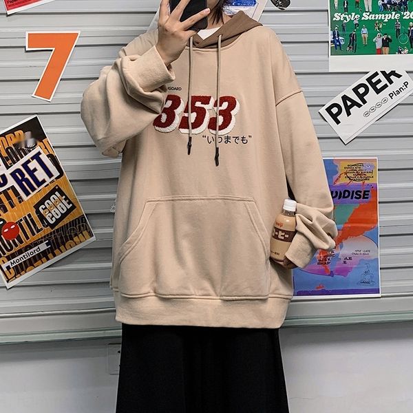 

2020 autumn new sweater fattening plus size men's alphabet printed hooded sweater for the fat little fresh vcadz, Black