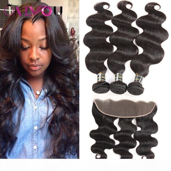

unprocessed peruvian tissage body wave hair weaves remy human tape hair extensions 3 bundles with lace frontal closure weaves wholesale deal, Black;brown