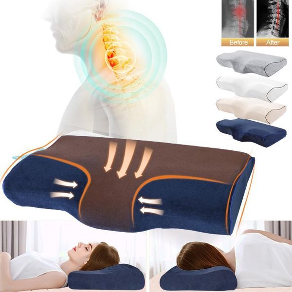

orthopedic pillow health cervical memory foam pillow protection neck slow rebound latex butterfly shaped beddings^1