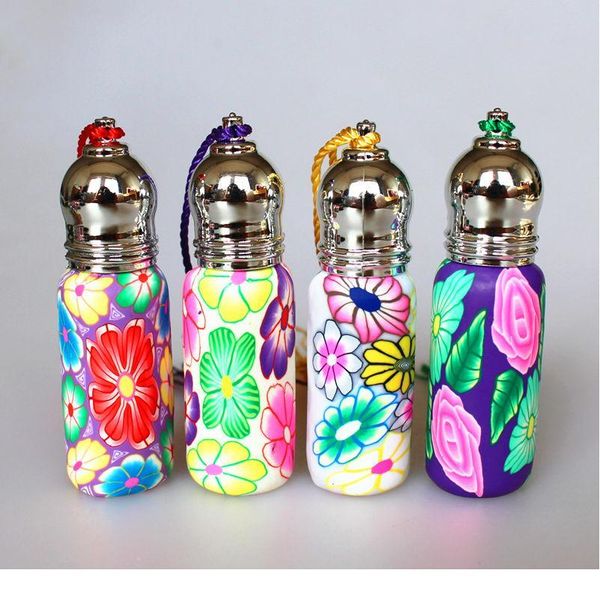 

20pcs 50pcs 6ml roll on perfume bottles polymer clay glass bottle refillable essential oil vials with metal rol qylhjd