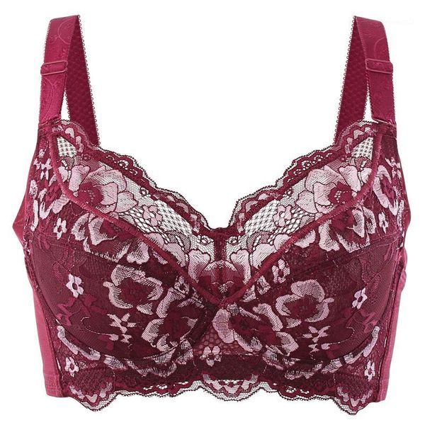 

bras 34 36 38 40 42 44 46 48 b c d e f g h baiclothing big size womens full coverage underwire lace floral embrodiery bra lingerie1, Red;black