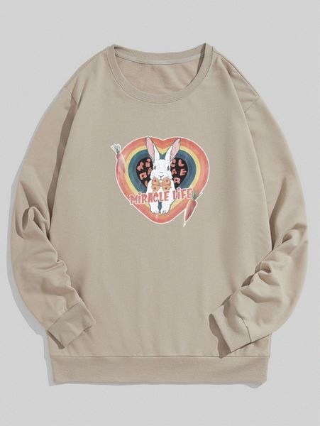 

men rabbit and letter graphic sweatshirt t0eq#, Black