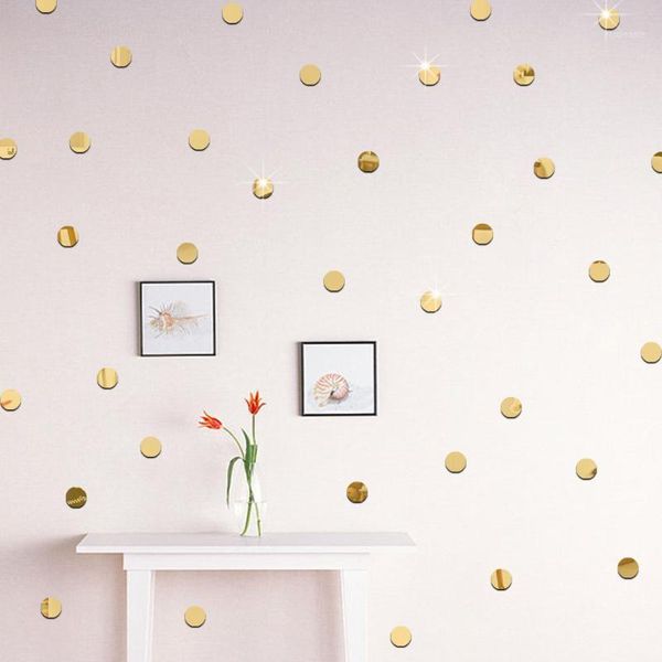 

wall stickers 100pcs/lot mini gold polka dots sticker diy acrylic interesting art nursery dot decals for kids room home decor1