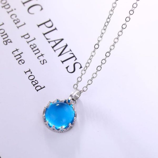 

chains umka blue dream island aurora necklace female crown natural import czech glass sea gradient crystal mermaid, Silver