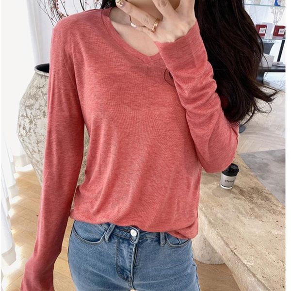 

women tee shirt long sleeve v neck casual girl summer tshirt 2020 fashion autumn lady clothes1, White;black