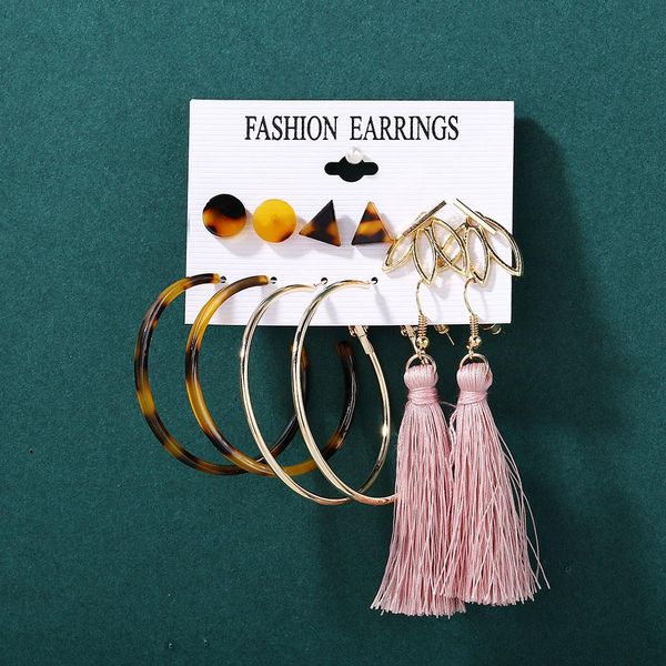 

17km bohemian кисточка серьга для женщин удивительной цены моды геометрических круглых серег акриловой крест лист серьга наборы ювелирных из, Black;white