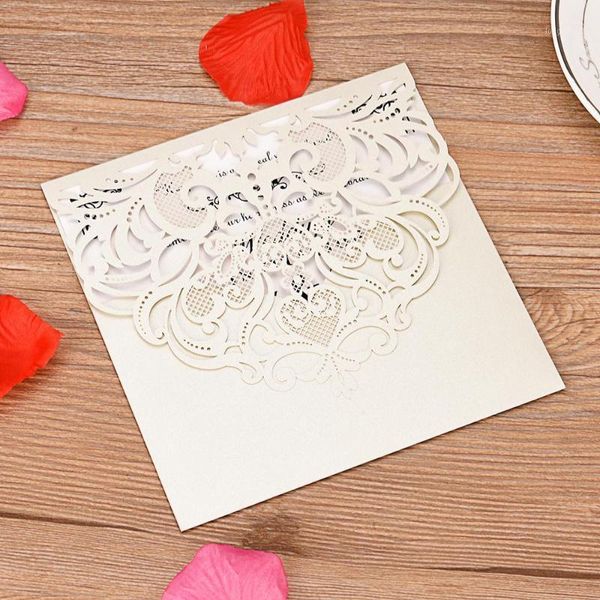 

20pcs laser cut wedding invitation cards greeting card kits pearl paper invitation cards party supplies with blank inner sh1