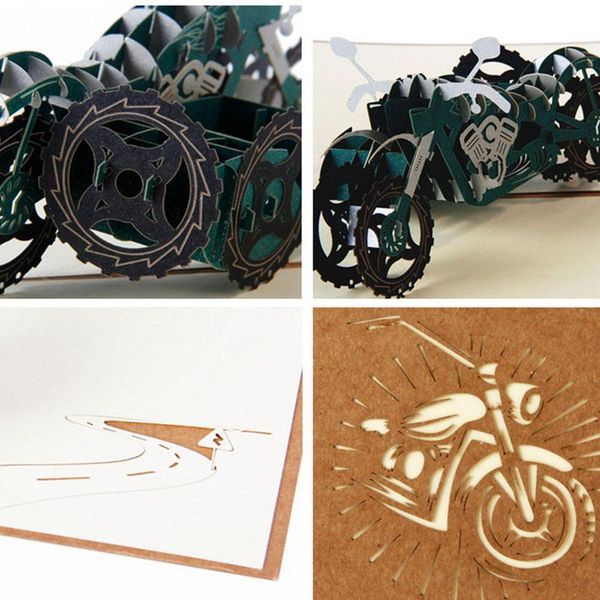 

3d up greeting cards motorcycle birthday easter thank you christmas gift l5ye