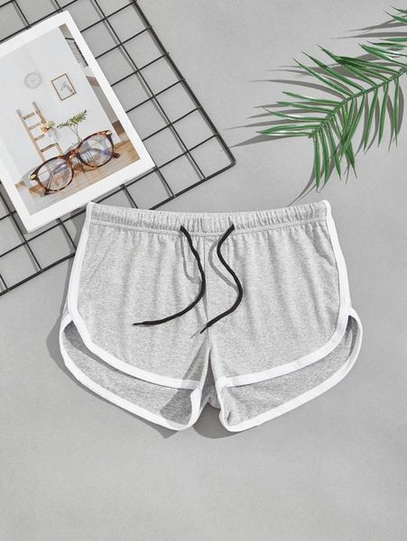 

men contrast binding drawstring waist pj shorts e5ls#, Black;brown