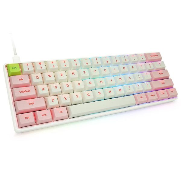 

voice control backlit gaming mechanical keyboard blue red switch 61key wired keyboard macro backlit led usb for gamer pc laptop