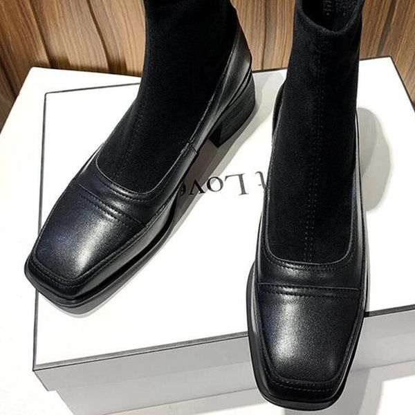 

ankle boots women boots women shoes woman ladies fashion stretch socks 2020 autumn new breathable short d561, Black