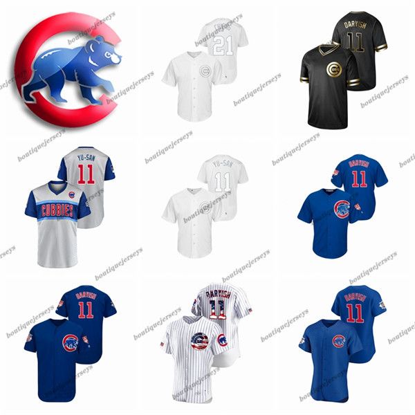 

custom men women kids chicago cubs 21 chieng 11 darvish 11 yu-san home black gray white navy baseball yu jerseys, Blue;black