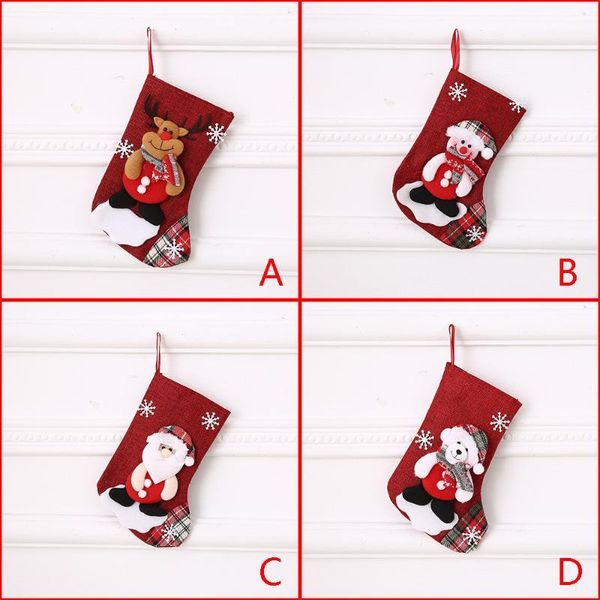 

22 * 16cm christmas stockings small plaid santa socks children christmas decoration candy bag bauble decoration m41