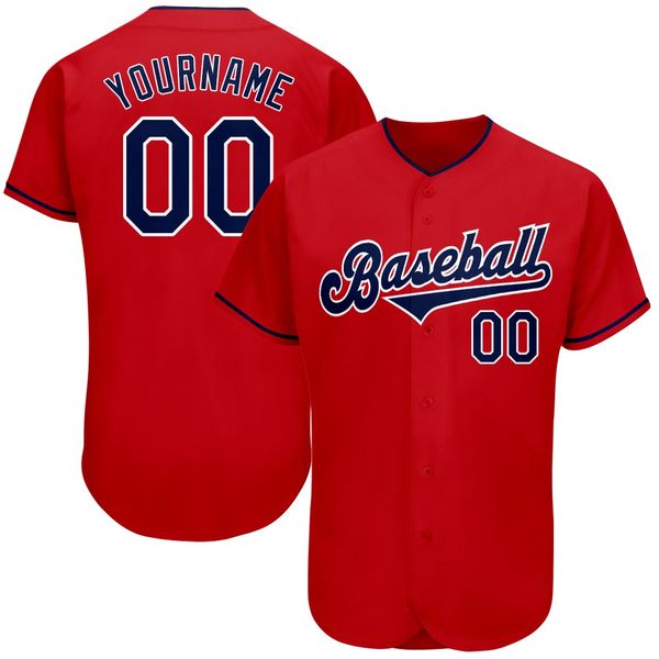 

custom red navy-white authentic baseball jersey, Blue;black
