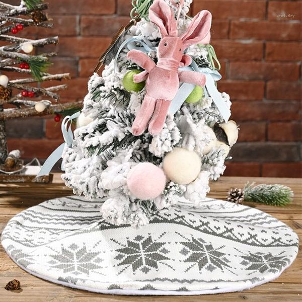 

christmas decorations 46cm mini tree skirt snowflake ornament knitting floor mat cover xmas party decoration1
