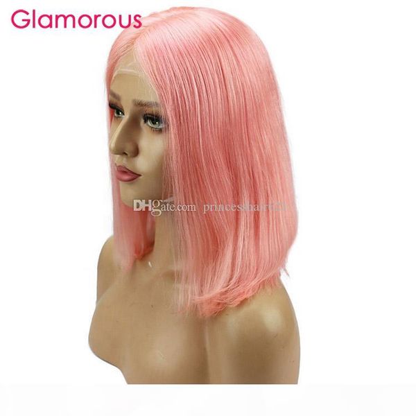 

короткие розовый боб парик с волосами младенца малазийский remy человеческих волос pre щипковых фронта шнурка парики для чернокожих женщин, Black;brown