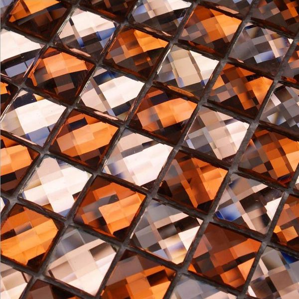 

pink copper 13 edges beveled crystal diamond mirror glass mosaic tiles for showroom wall sticker ktv display cabinet diy decor