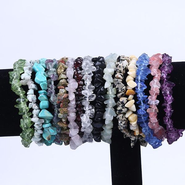 

Natural Mixed color stone beaded stretch chip gemstone bracelet Jewelry, Black