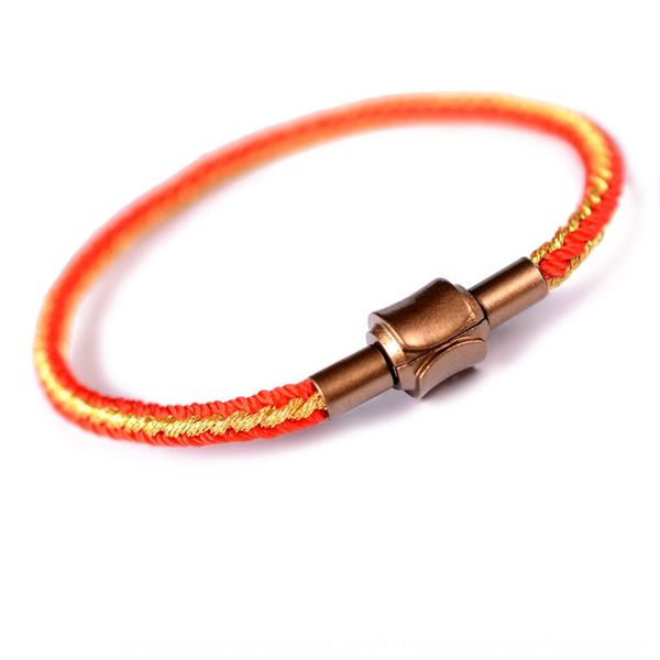 

3d string string of stainless steel magnetic clasp manually woven with red rope jindian longjie simple red rope simple in longjie jindian q, Golden;silver