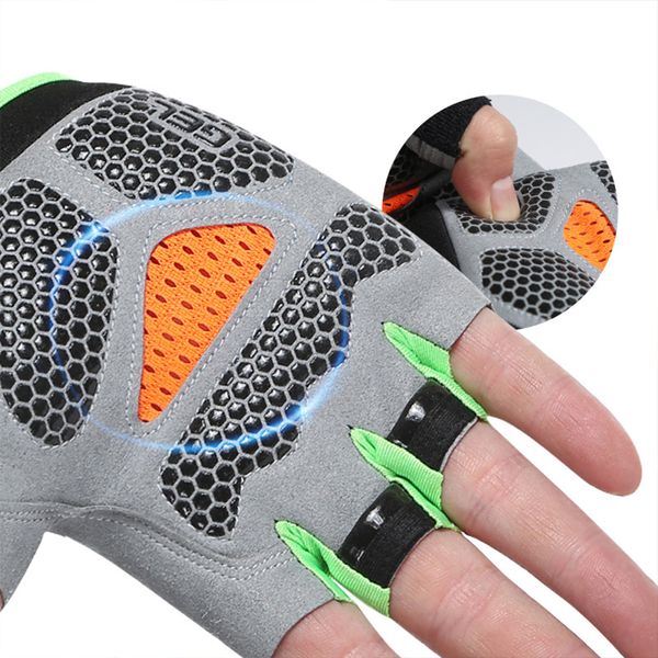 

half finger cycling bike bicycle gel padded fingerless gloves universal washable stretch fabrics 8 colors quality, Blue;gray