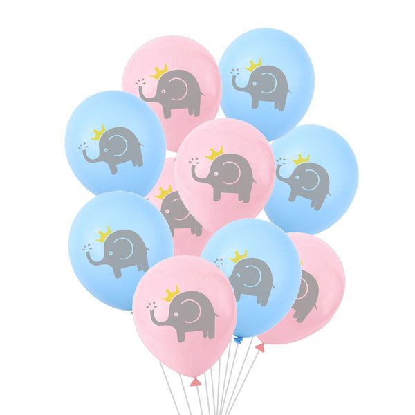 

10pcs 12inch cartoon latex children birthday party decoration blue pink elephant baby shower balloons decorations favor